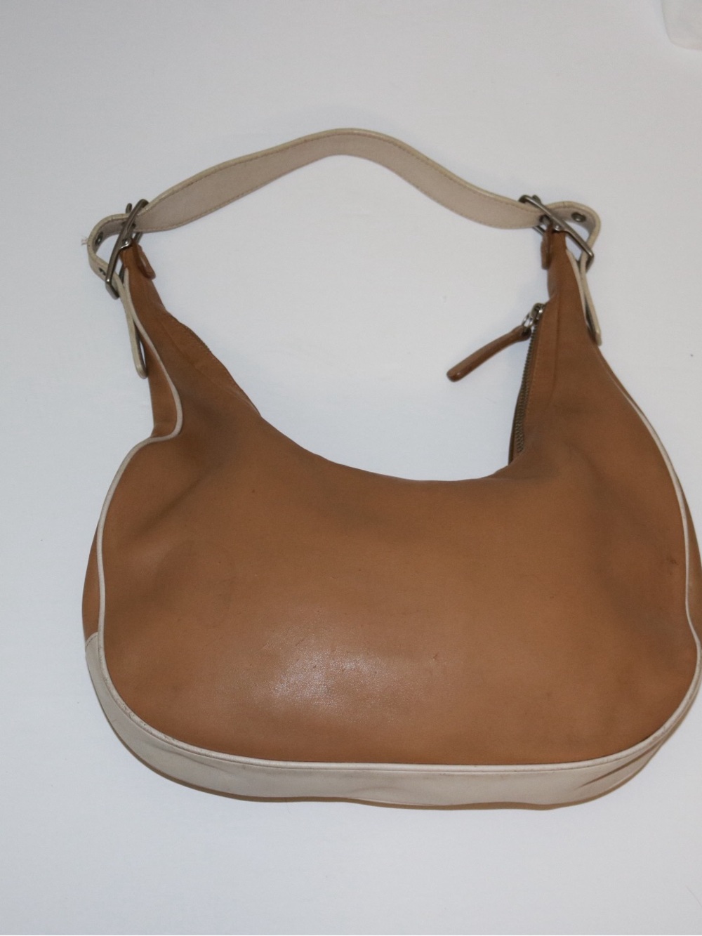 Vintage Coach leather Hobo Bag in Tan and Cream